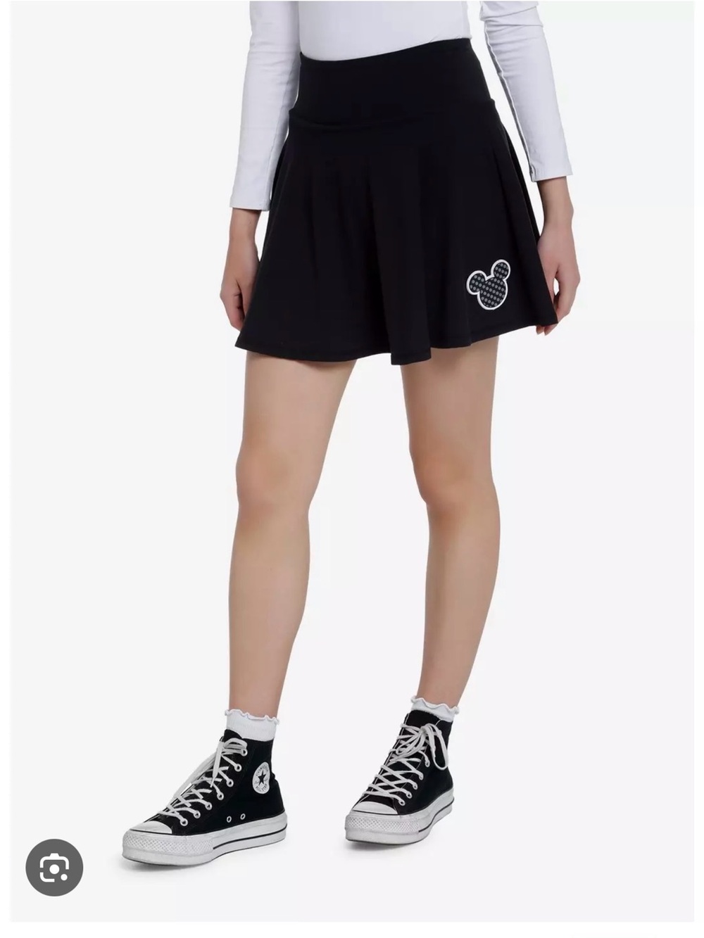 Her Universe Black Circle Skater Skirt with Mickey Patch - Picture 2 of 2